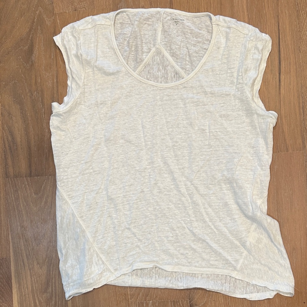 Garnet Hill Organic Linen Casual White Sleeveless Top